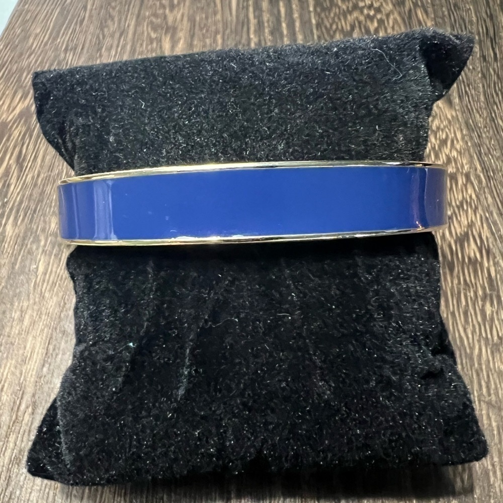 J. Crew Blue Enamel Gold Tone Clamper Bangle